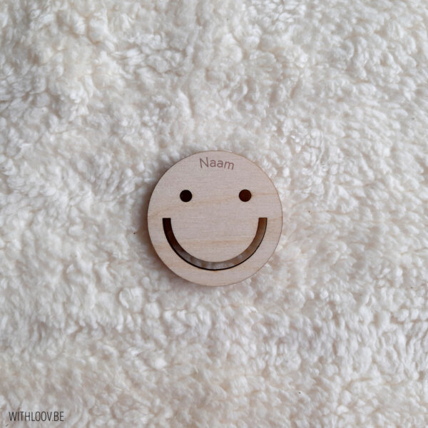 Withloov kleine magneet vrolijke smiley gepersonaliseerd